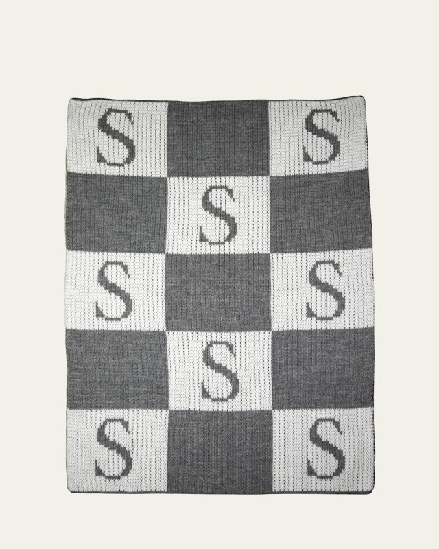 Personalized Check Colorblock Baby Blanket, Gray